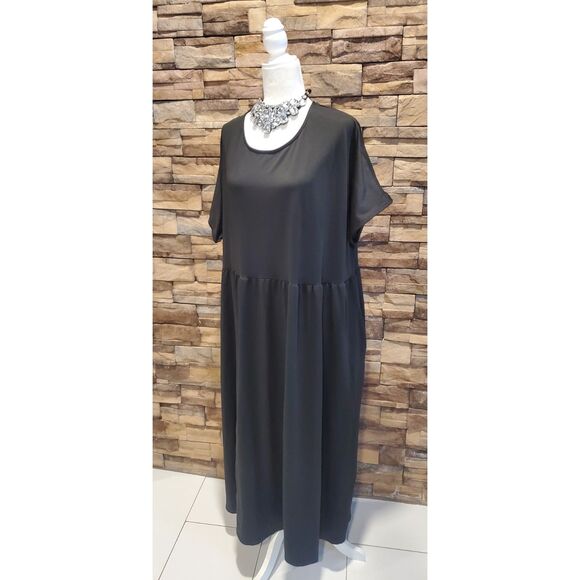 UNBRANDED DRESS BLACK SHORT SLEEVE POLYESTER POCKETS SIZE 5X(4X) - Picture 2 of 7